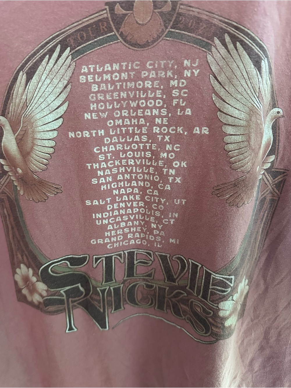 Stevie Nicks Tour Tee women’s XL Pink Graphic Shirt Fleetwood Mac Boho Witchy - Picture 4 of 5